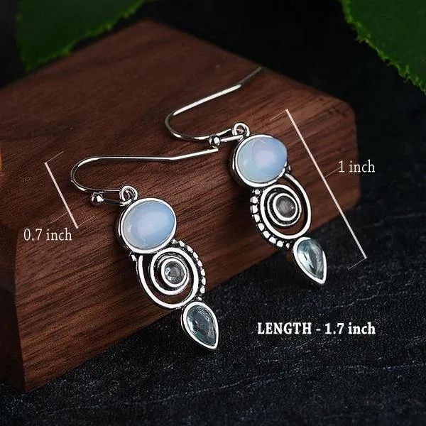 Blue Sea Moonstone Earrings