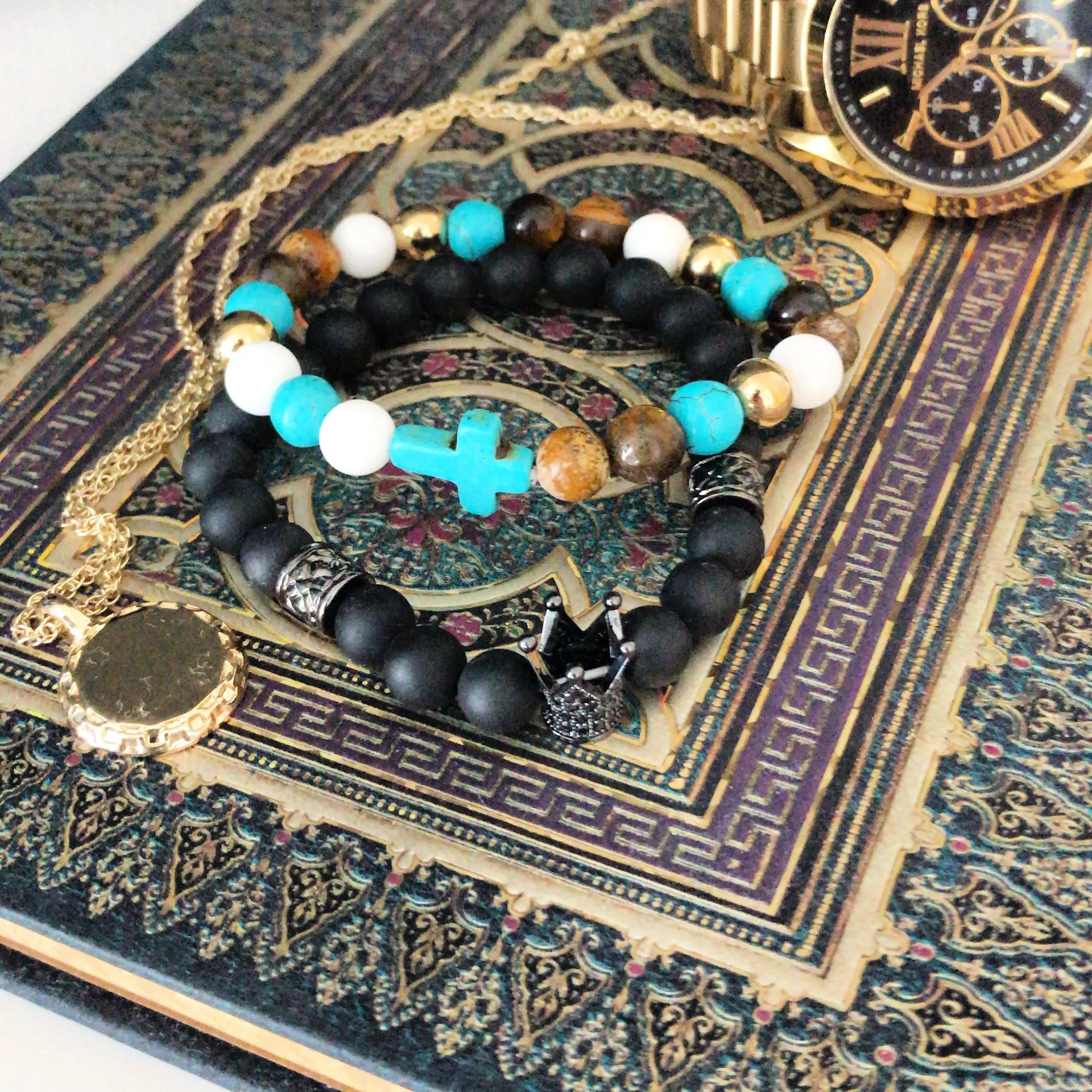 Hamsa / Black Agate Gemstone Bracelet - Attract Good Fortune and Eliminate Bad Luck | Unisex Boho Jewelry