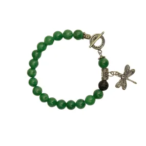 Jade Essential Oil Diffuser Bracelet With Dragonfly Charm