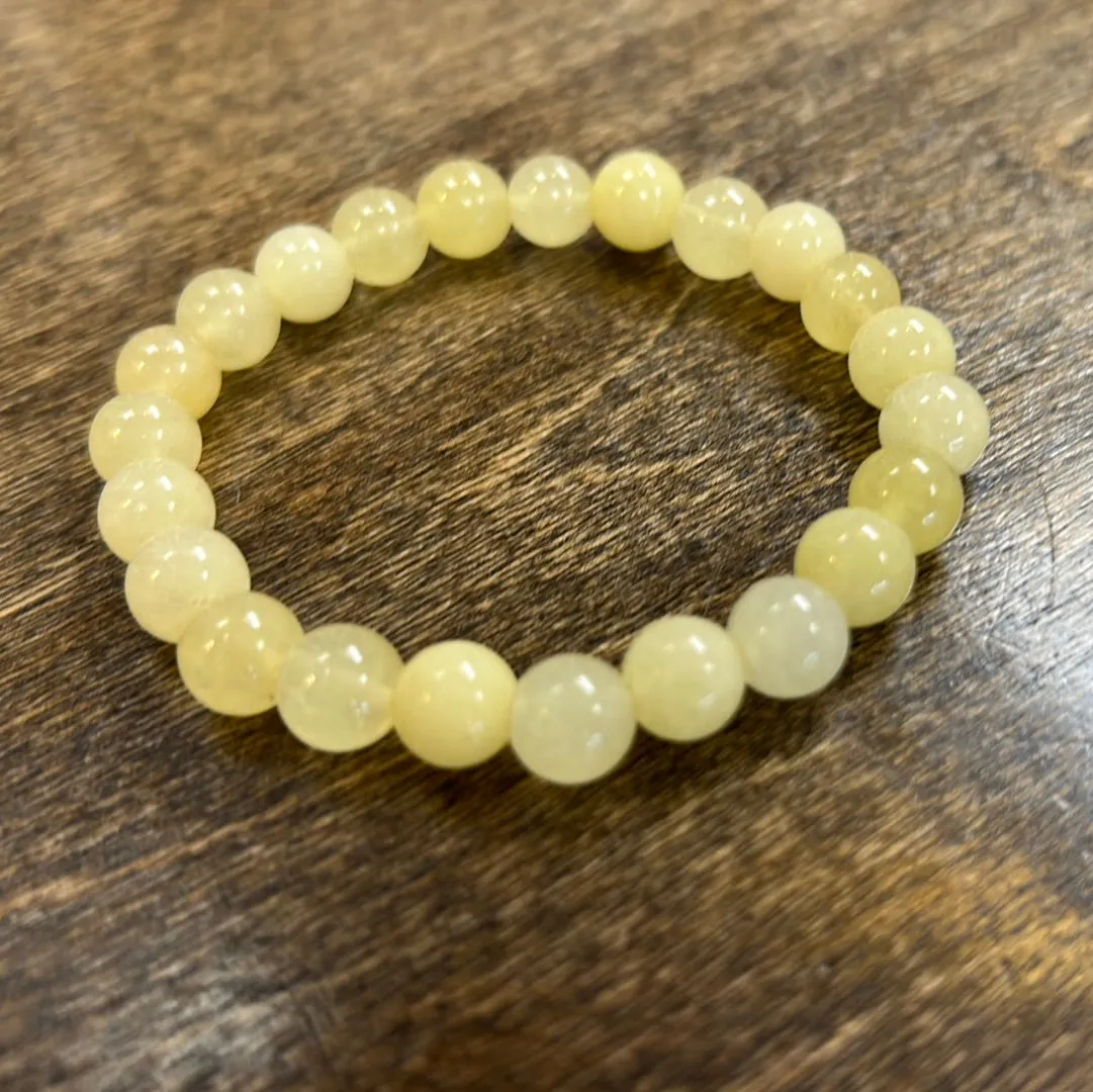 Pale Lemon Yellow Jade 8mm Bracelet