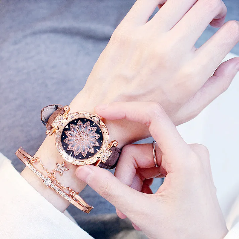 "Rotating Ladies' Net Red Quartz Watch''