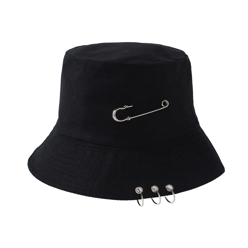 Women's bucket hat Ring Cute Women Flat Fashion Black Bob Hat Hip Hop Fishing Cap Summer Panama Fisherman Streetwear New Cap