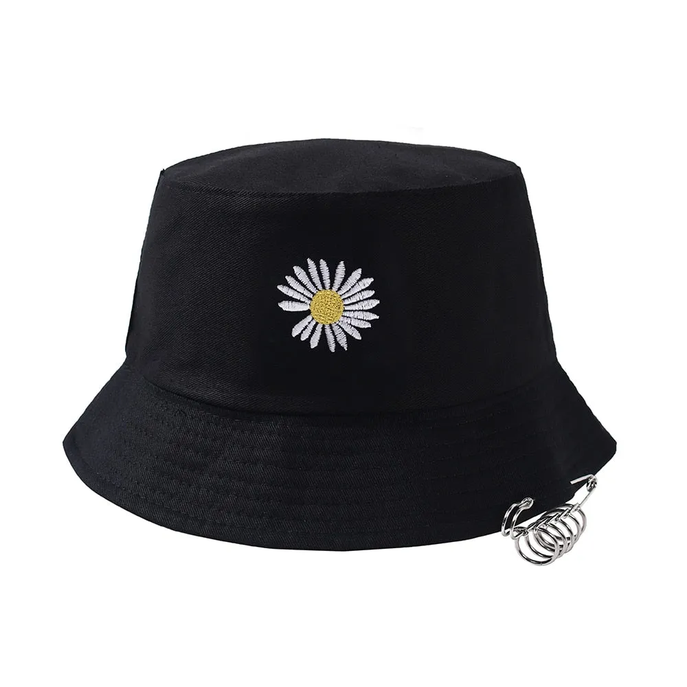 Women's bucket hat Ring Cute Women Flat Fashion Black Bob Hat Hip Hop Fishing Cap Summer Panama Fisherman Streetwear New Cap